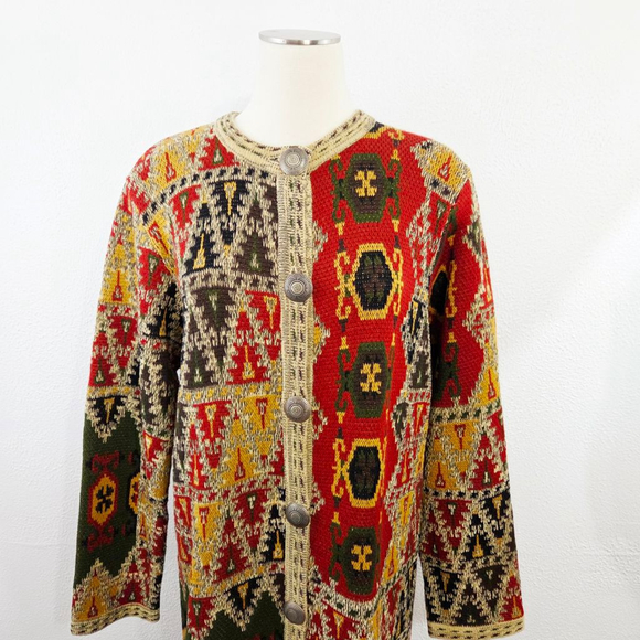 Double D Ranch long knit sweater coat cardigan duster bohemian geometric medium - Picture 5 of 8